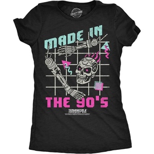 Womens Terminator 2 Judgement Day (Tm) T Shirts Retro Movie Tees(Heather Black – Made in the 90s Terminator)