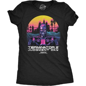Womens Terminator 2 Judgement Day (Tm) T Shirts Retro Movie Tees(Heather Black – Terminator 2 Judgement Day)