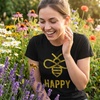 Womens Funny Animal T Shirts Cute and Sarcastic Nature Tees for Women(Heather Black – Bee Happy)