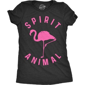 Womens Funny Animal T Shirts Cute and Sarcastic Nature Tees for Women(Heather Black – Flamingo Spirit)