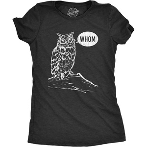Womens Funny Animal T Shirts Cute and Sarcastic Nature Tees for Women(Heather Black – Whom Owl)