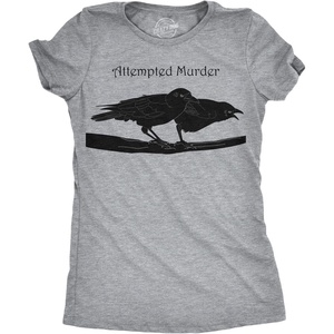 Womens Funny Animal T Shirts Cute and Sarcastic Nature Tees for Women(Light Heather Grey – Attempted Murder)