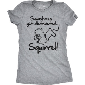 Womens Funny Animal T Shirts Cute and Sarcastic Nature Tees for Women(Light Heather Grey – Distracted)
