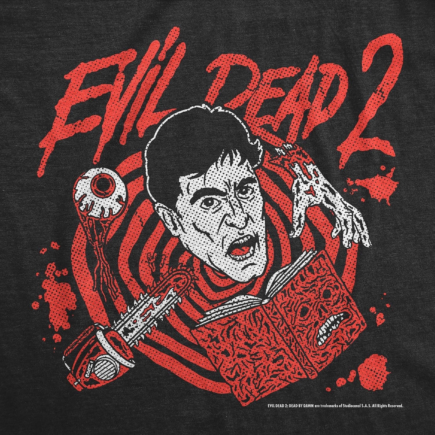 image:imageMens Evil Dead 2 T Shirts Funny Horror Movie Tees for Guys Funny T Shirts Halloween Apparel for Men Cool Movie Short Sleeve Soft Cotton Blend Novelty Tees for GuysHeather Black Evil Dead 2 Spiral
