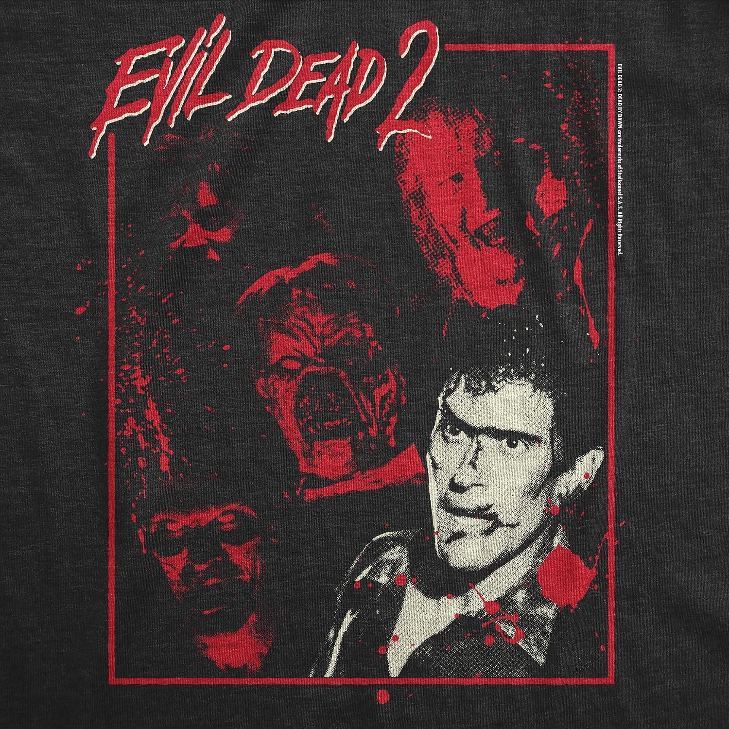 image:imageMens Evil Dead 2 T Shirts Funny Horror Movie Tees for Guys Funny T Shirts Halloween Apparel for Men Cool Movie Short Sleeve Soft Cotton Blend Novelty Tees for GuysHeather Black Evil Dead 2 Multishot