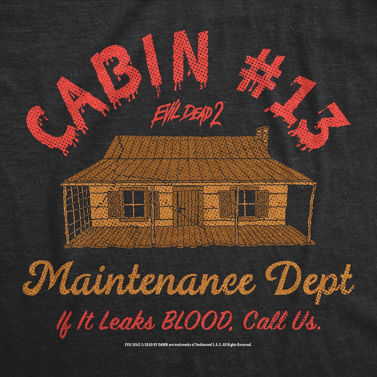 image:imageMens Evil Dead 2 T Shirts Funny Horror Movie Tees for Guys Funny T Shirts Halloween Apparel for Men Cool Movie Short Sleeve Soft Cotton Blend Novelty Tees for GuysHeather Black Cabin 13