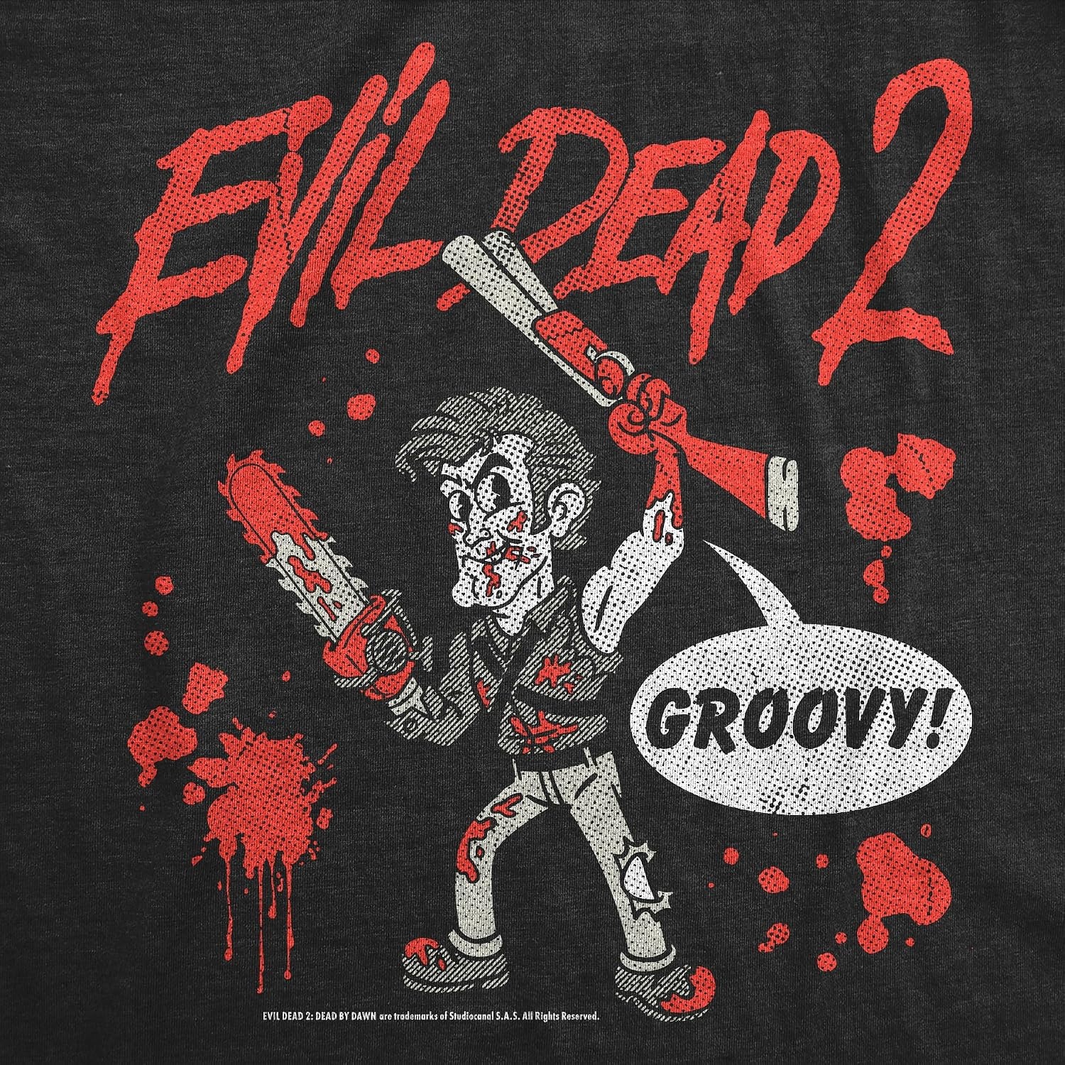 image:imageMens Evil Dead 2 T Shirts Funny Horror Movie Tees for Guys Funny T Shirts Halloween Apparel for Men Cool Movie Short Sleeve Soft Cotton Blend Novelty Tees for GuysHeather Black Cartoon Ash