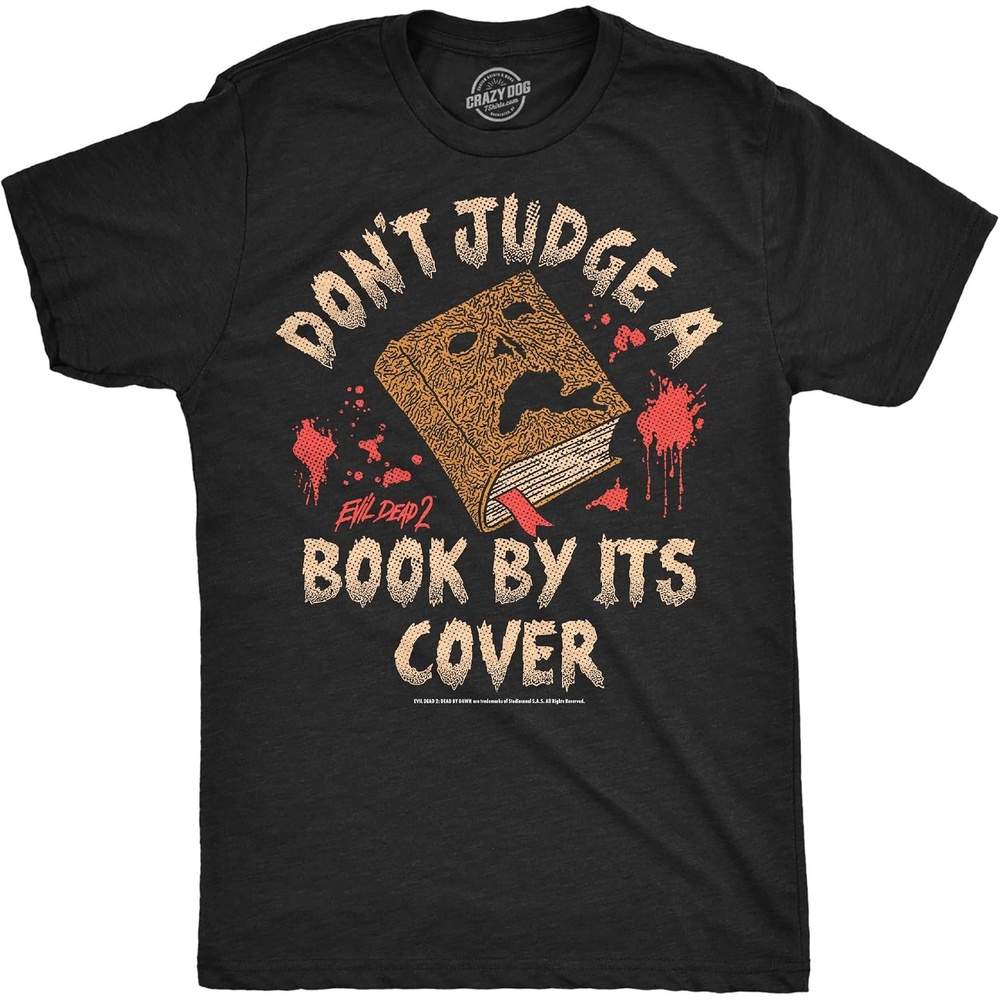 image:imageMens Evil Dead 2 T Shirts Funny Horror Movie Tees for Guys  Funny T Shirts Halloween Apparel for Men Cool Movie Short Sleeve Soft Cotton Blend Novelty Tees for GuysHeather Black  Judge Book Cover