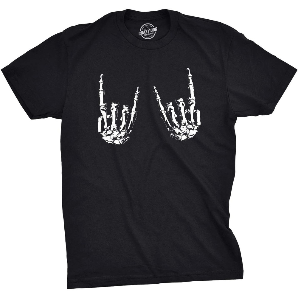 image:imageMens Heavy Metal Bones Hands T Shirt Funny Rock On Tee Funny T Shirts Halloween Apparel for Men Cool Music Short Sleeve Soft Cotton Blend Novelty Tees for GuysBlack
