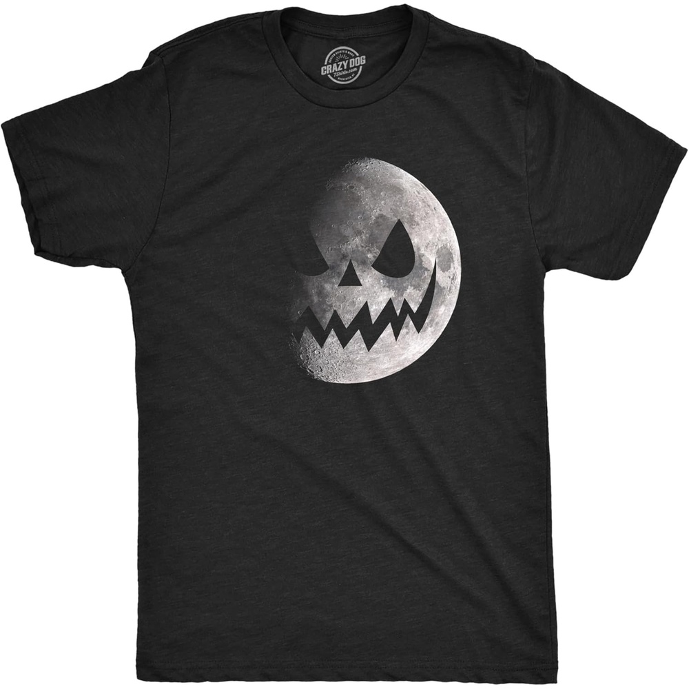 image:imageMens Moon Jack O Lantern T Shirt Funny Spooky Lunar Phases Scary Face Tee for GuysHeather Black Moon