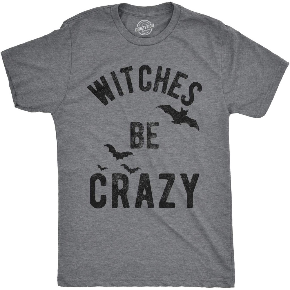 image:imageMens Witches Be Crazy T Shirt Halloween Funny Party Tee for Guys  Funny T Shirts Halloween Apparel for Men Cool Short Sleeve Soft Cotton Blend Novelty Tees for GuysDark Heather Grey