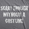 Mens Funny Halloween Shirts Spooky Scary October Tees for Guys | Funny T Shirts, Halloween Apparel for Men, Cool Short Sleeve, Soft Cotton Blend, Novelty Tees for Guys(Dark Heather Grey – Scary Enough)