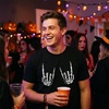 Mens Heavy Metal Bones Hands T Shirt Funny Rock On Tee | Funny T Shirts, Halloween Apparel for Men, Cool Music Short Sleeve, Soft Cotton Blend, Novelty Tees for Guys(Black)