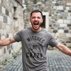 Mens Witches Be Crazy T Shirt Halloween Funny Party Tee for Guys | Funny T Shirts, Halloween Apparel for Men, Cool Short Sleeve, Soft Cotton Blend, Novelty Tees for Guys(Dark Heather Grey)