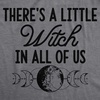 Womens There’s A Little Witch in All of Us Halloween T Shirt | Funny T Shirts, Halloween Tops for Women, Cool Top, Soft Cotton Blend, Women’s Novelty Tees(Dark Heather Grey)