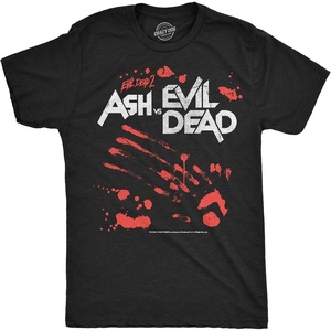 Mens Evil Dead 2 T Shirts Funny Horror Movie Tees for Guys | Funny T Shirts, Halloween Apparel for Men, Cool Movie Short Sleeve, Soft Cotton Blend, Novelty Tees for Guys(Heather Black – Ash Vs Evil Dead)