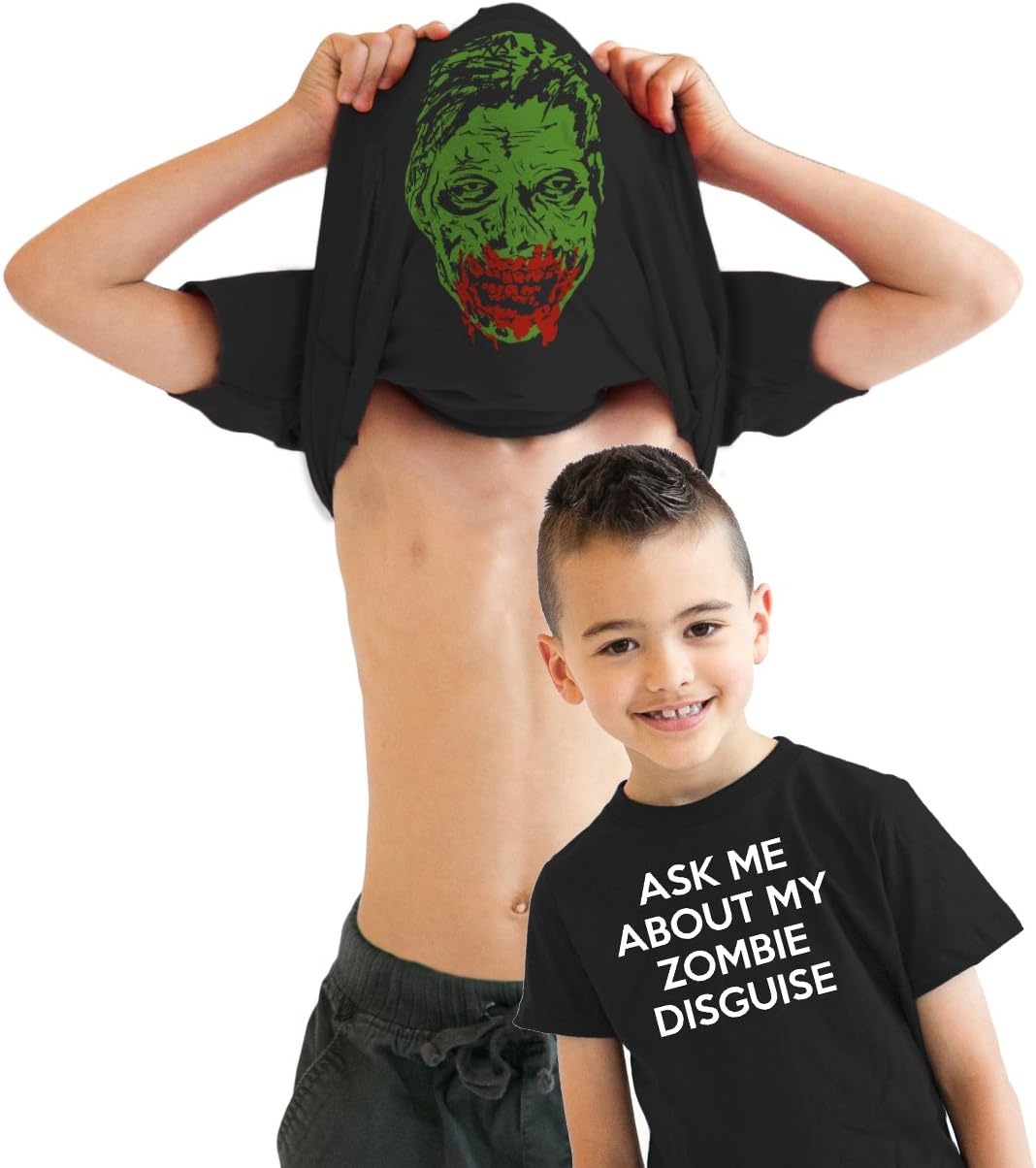 image:imageYouth Flip T Shirts Funny Childrens Tees with Unique Flip Design for Kids Funny Childrens Apparel Graphic Tops for Kid Cool Flip Short Sleeve Animal Soft Cotton Blend Novelty Tees for KidsZombie