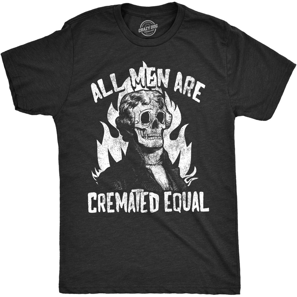 image:imageMens All Men are Cremated Equal T Shirt Funny Halloween Party Tee for GuysHeather Black