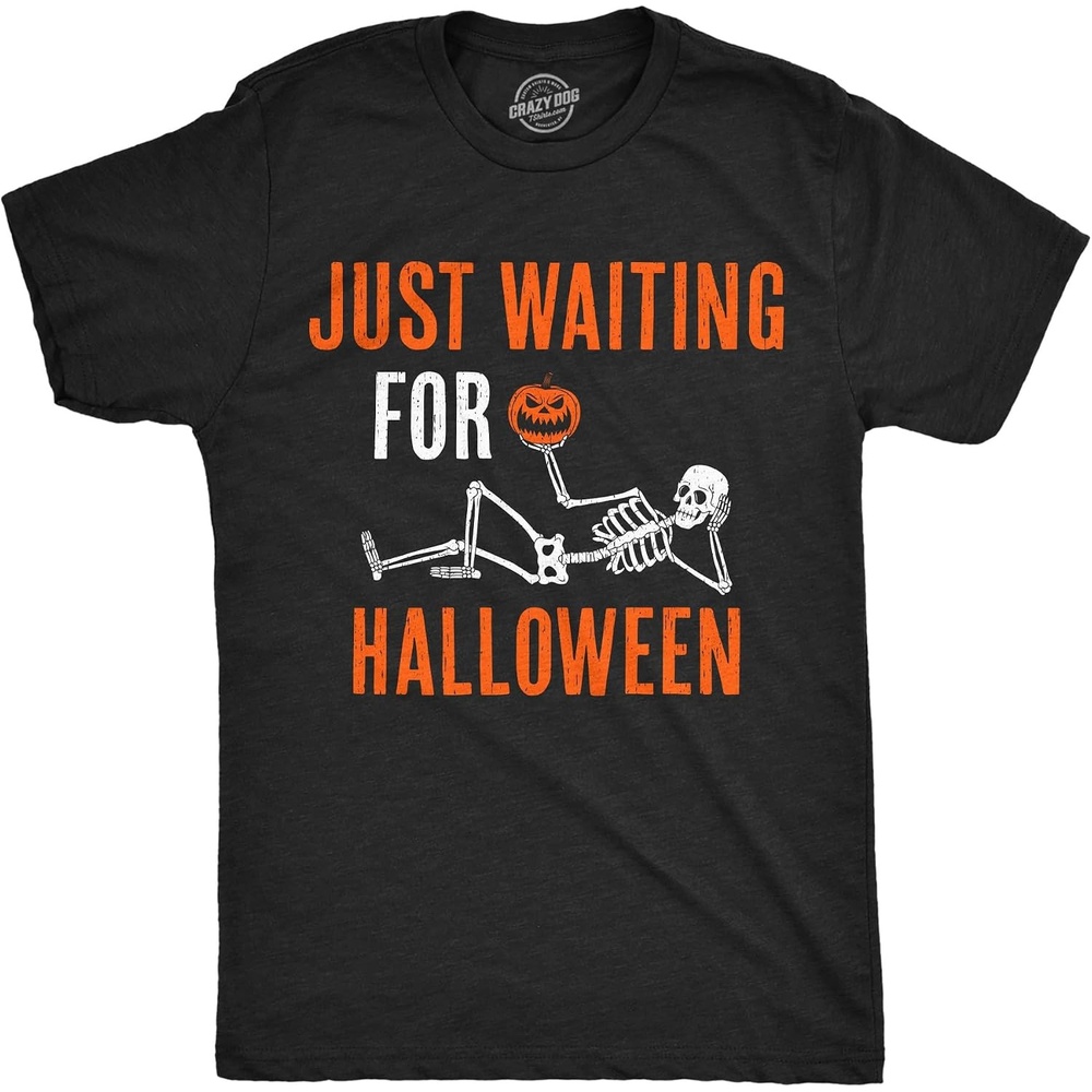 image:imageMens Funny T Shirts Just Waiting for Halloween Sarcastic Graphic Novelty Tee for Men