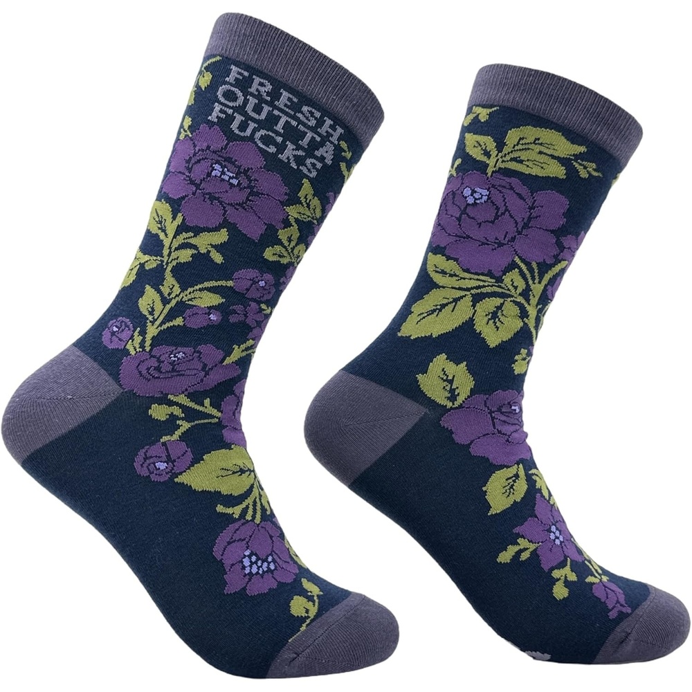 image:imageSarcastic Womens Socks with Funny Sayings and Crazy Language for Girls Funny Graphic Socks Graphic Sock Cool Sarcastic Sock Stretchy and Soft Novelty SocksFresh Outta F