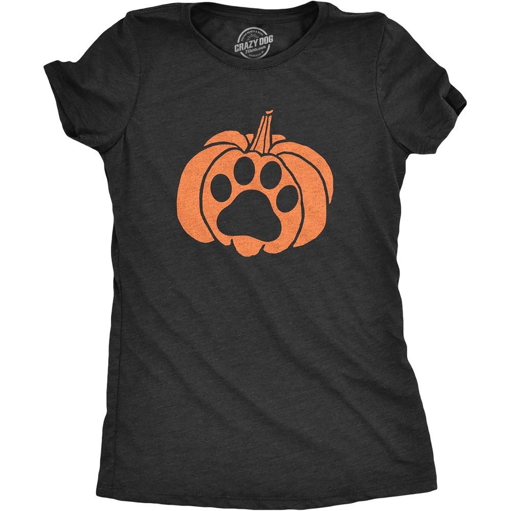 image:imageWomens Pumpkin Paw T Shirt Funny Halloween JackOLantern Pet Puppy Animal Lover Novelty TeeHeather Black