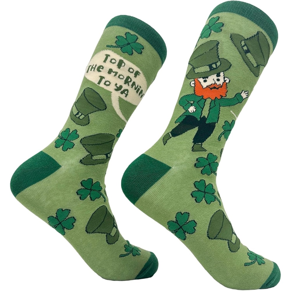 image:imageWomens Top of The Morning to Ya Socks Funny Cute Irish Leprechaun Footwear Funny Graphic Socks Saint Patricks Day Sock Cool Sock Stretchy and Soft Novelty Socks