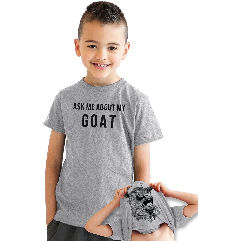image:imageYouth Flip T Shirts Funny Childrens Tees with Unique Flip Design for Kids Funny Childrens Apparel Graphic Tops for Kid Cool Flip Short Sleeve Animal Soft Cotton Blend Novelty Tees for KidsGoat
