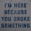 Funny Dad Shirts for Handyman Lawn and Garage Tees for Fathers Day | Mechanic Shirts for Dads, Funny T Shirts, Dad Joke Apparel for Men, Cool Mechanic Short Sleeve, Soft Cotton Blend, Novelty(Dark Heather Grey – Broke Something)