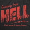 Mens Funny T Shirts Greetings from Hell Sarcastic Halloween Tee for Men