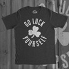 Mens Go Luck Yourself T Shirt Funny Sarcastic Shamrock Tee | Funny T Shirts, Saint Patrick’s Day Apparel for Men, Cool Short Sleeve, Soft Cotton Blend, Novelty Tees for Guys(Heather Black)
