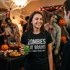 Womens Zombies Eat Brains so You’re Safe Funny T Shirt | Funny T Shirts, Halloween Tops for Women, Cool Sarcastic Top, Zombie, Soft Cotton Blend, Women’s Novelty Tees(Black)