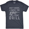 Funny Dad Shirts for Handyman Lawn and Garage Tees for Fathers Day | Mechanic Shirts for Dads, Funny T Shirts, Dad Joke Apparel for Men, Cool Mechanic Short Sleeve, Soft Cotton Blend, Novelty(Heather Navy – Know the Drill)