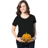 Maternity Skeleton Baby Halloween Pregnancy Announcement T Shirt | Funny Graphic Pregnancy Tee, Halloween Maternity Wear, Cool Short Sleeve, Ruched, stretchy, soft, Maternity Shirts(Baby in Pumpkin)