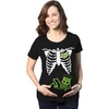 Maternity Skeleton Baby Halloween Pregnancy Announcement T Shirt | Funny Graphic Pregnancy Tee, Halloween Maternity Wear, Cool Short Sleeve, Ruched, stretchy, soft, Maternity Shirts(Frankenstein)