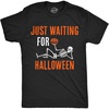 Mens Funny T Shirts Just Waiting for Halloween Sarcastic Graphic Novelty Tee for Men