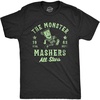Mens The Monster Mashers All Stars T Shirt Funny Halloween Baseball Team Tee for Guys(Heather Black – Monster)