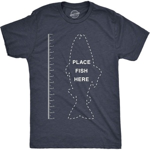 Funny Dad Shirts for Handyman Lawn and Garage Tees for Fathers Day | Mechanic Shirts for Dads, Funny T Shirts, Dad Joke Apparel for Men, Cool Mechanic Short Sleeve, Soft Cotton Blend, Novelty(Heather Navy – Fish Ruler)