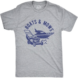 Funny Dad Shirts for Handyman Lawn and Garage Tees for Fathers Day | Mechanic Shirts for Dads, Funny T Shirts, Dad Joke Apparel for Men, Cool Mechanic Short Sleeve, Soft Cotton Blend, Novelty(Light Heather Grey – Boats and Mows)