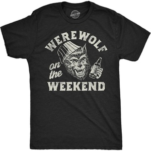 Mens Funny T Shirts Werewolf On The Weekend Sarcastic Halloween Party Animal Tee for Men