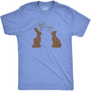 Mens My Butt Hurts Funny Easter Egg Chocolate Bunny T Shirt | Funny T Shirts, Easter Apparel for Men, Cool Sarcastic Short Sleeve, Soft Cotton Blend, Novelty Tees for Guys(Heather Light Blue)