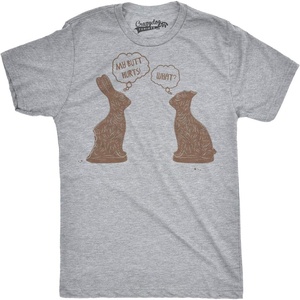Mens My Butt Hurts Funny Easter Egg Chocolate Bunny T Shirt | Funny T Shirts, Easter Apparel for Men, Cool Sarcastic Short Sleeve, Soft Cotton Blend, Novelty Tees for Guys(Light Heather Grey)