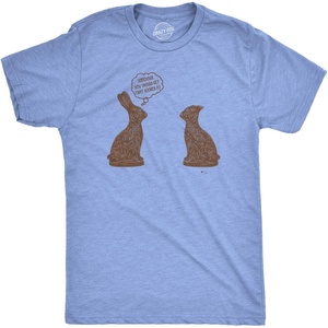 Mens You Should Get That Looked At Easter Chocolate Bunny Tee | Funny T Shirts, Easter Apparel for Men, Cool Short Sleeve, Soft Cotton Blend, Novelty Tees for Guys(Heather Light Blue)