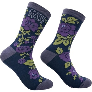 Sarcastic Womens Socks with Funny Sayings and Crazy Language for Girls | Funny Graphic Socks, Graphic Sock, Cool Sarcastic Sock, Stretchy and Soft, Novelty Socks(Fresh Outta F)