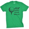 Mens Best Dad By Par T Shirt Funny Fathers Day Golf Tee | Funny T Shirts, Dad Joke Apparel for Men, Cool Golf Short Sleeve, Soft Cotton Blend, Novelty Tees for Guys(Heather Green – Wash Your Balls)