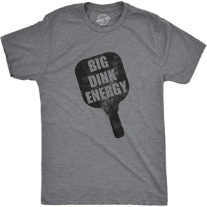 Mens Funny Pickleball T Shirts Hilarious Pickleball Sports Tees for Guys(Dark Heather Grey – Dink Energy)