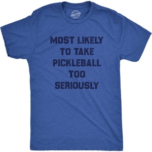Mens Funny Pickleball T Shirts Hilarious Pickleball Sports Tees for Guys(Heather Royal – Too Seriously)