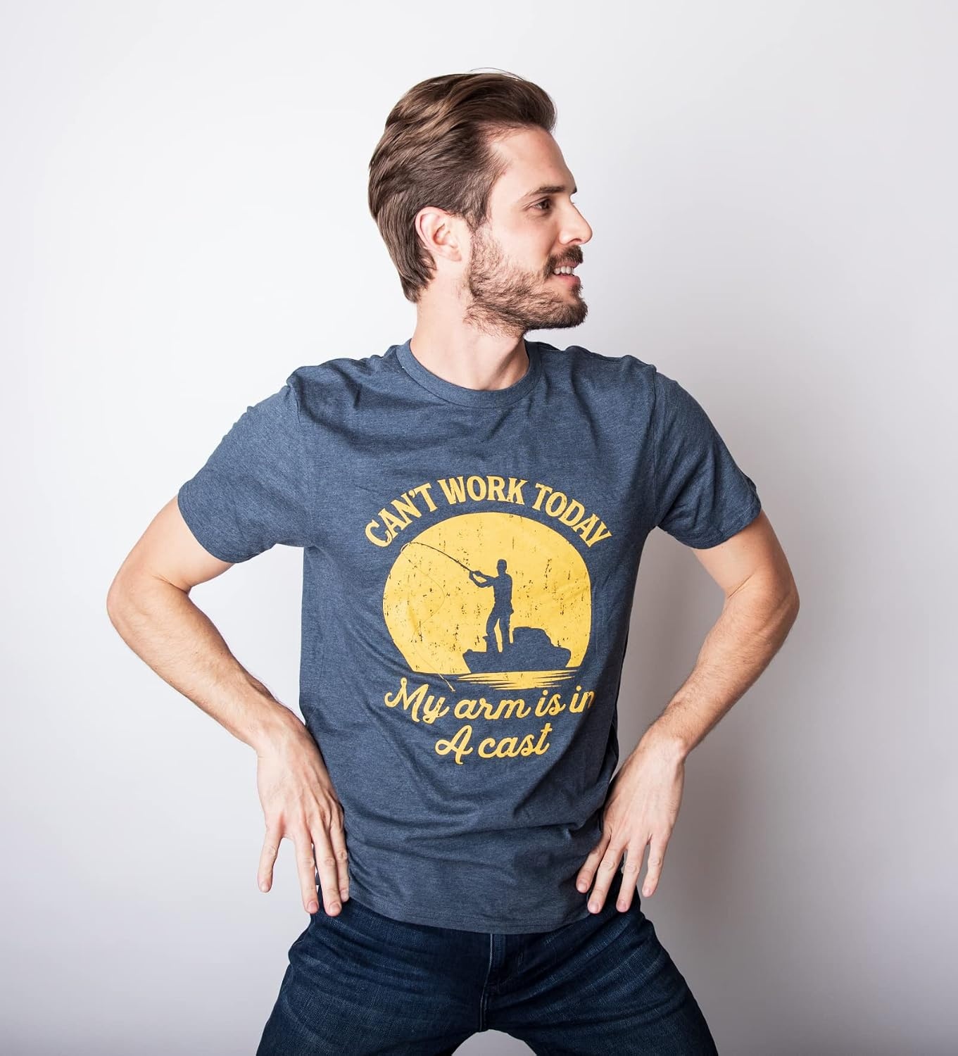 image:imageI Cant Work Today My Arm is in A Cast Funny Fishing Fathers Day Large TShirt and Sock Combo