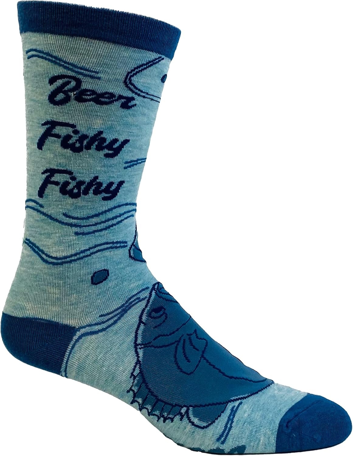 image:imageMens Beer Fishy Fishy Socks Funny Fisherman Fathers Day Beer Footwear Funny Graphic Socks Graphic Sock Cool Fishing Sock Beer Stretchy and Soft Novelty Socks