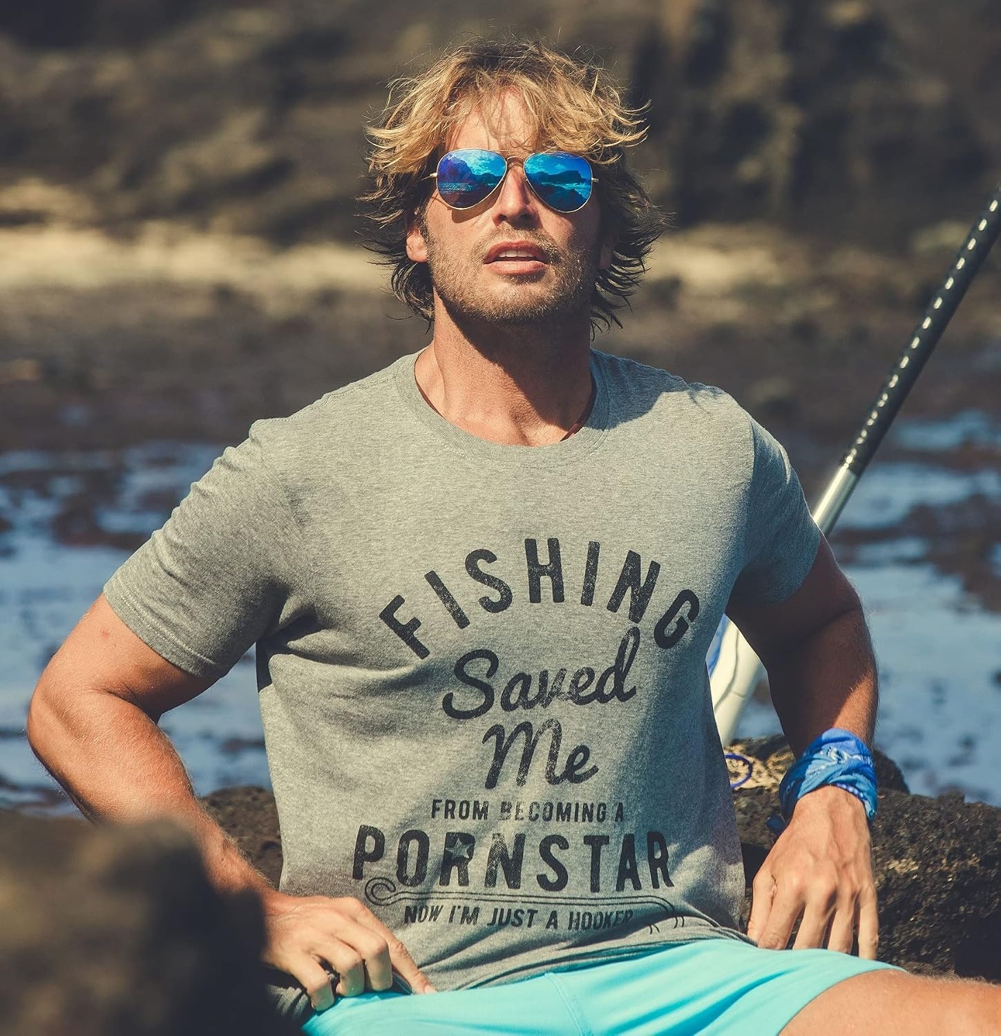 image:imageMens Fishing Saved Me from Being A Pornstar Now Im Just A Hooker Funny T ShirtDark Heather Grey