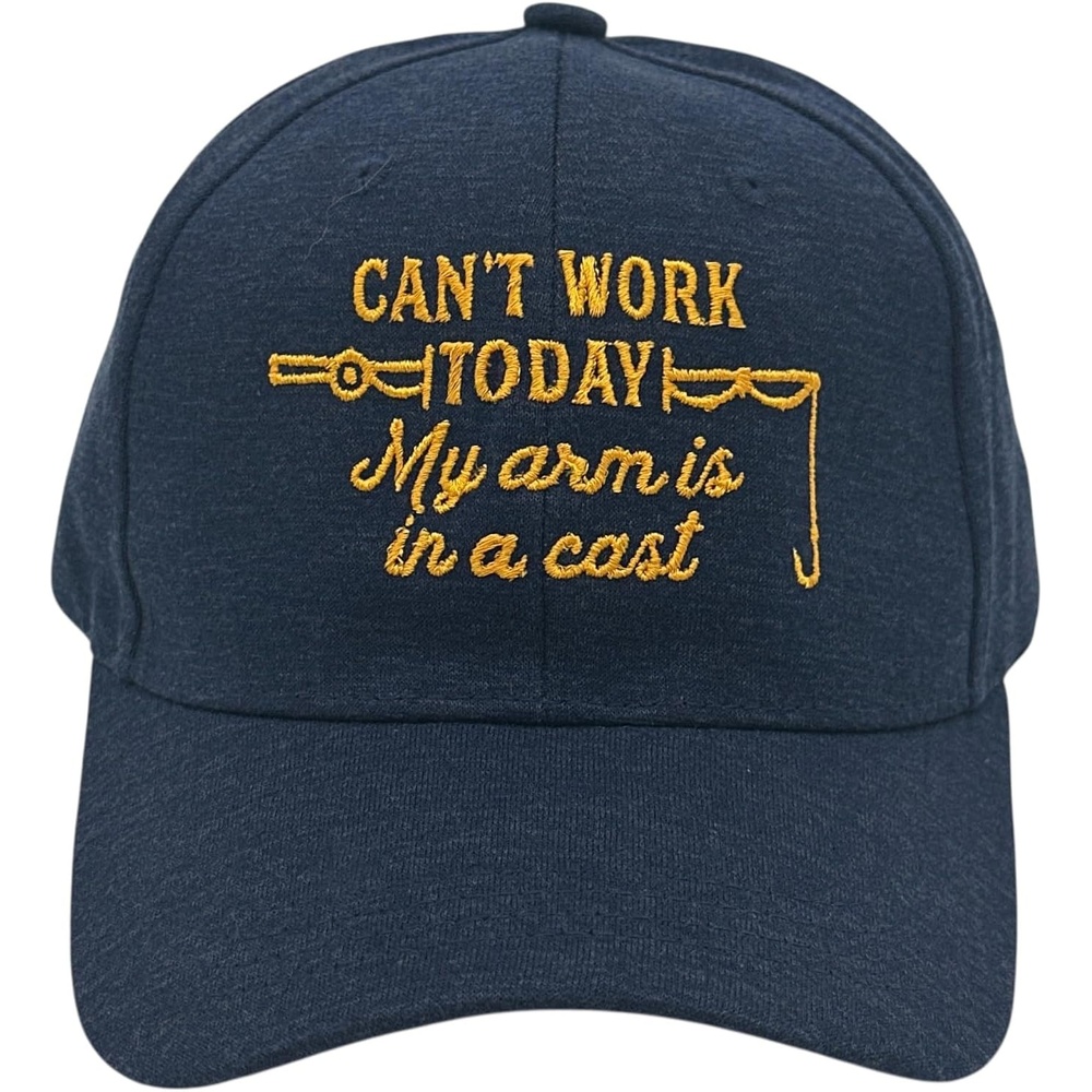image:imageCant Work Today My Arm is in A Cast Hat Funny Fishing Rod Joke Cap Funny Hats Dad Joke Cool Fishing Novelty Caps for MenNavy My Arm is in a Cast